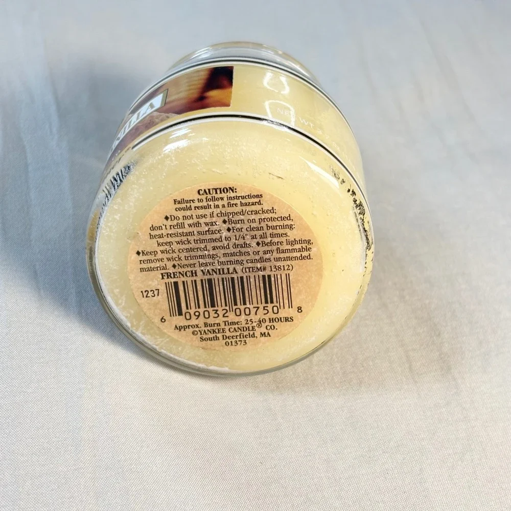 Vintage Yankee Candle French vanilla Candle 3.7 oz black band